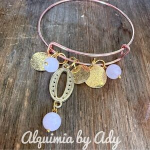 Alquimia Gold and Pink quartz Charm Bracelet